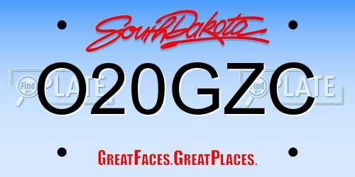 O20GZC South Dakota License Plate