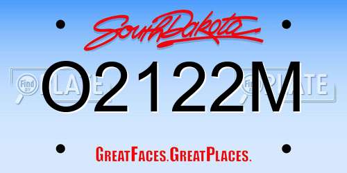 O2122M South Dakota License Plate