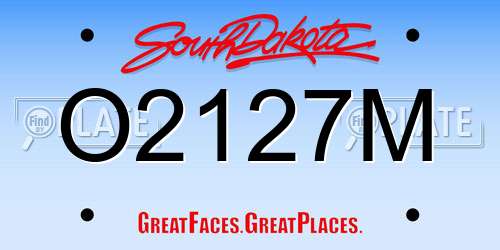 O2127M South Dakota License Plate