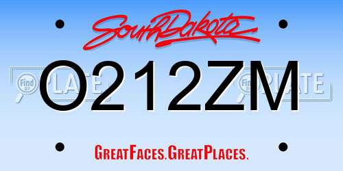 O212ZM South Dakota License Plate