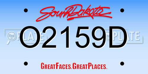 O2159D South Dakota License Plate