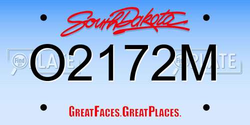 O2172M South Dakota License Plate