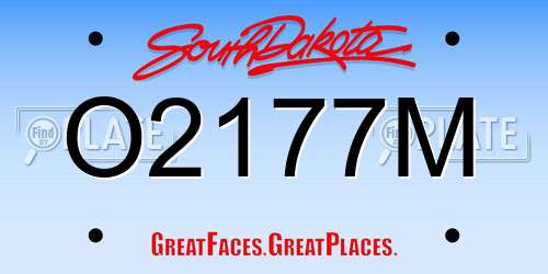 O2177M South Dakota License Plate