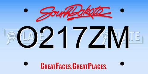O217ZM South Dakota License Plate