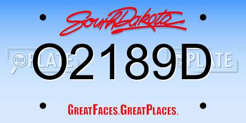 O2189D South Dakota License Plate