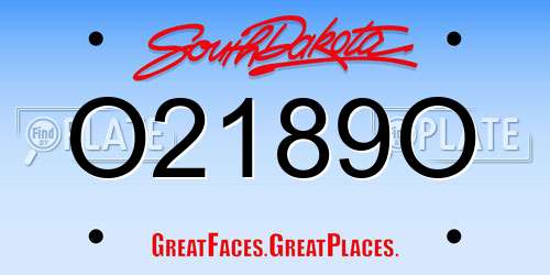 O2189O South Dakota License Plate