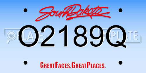 O2189Q South Dakota License Plate