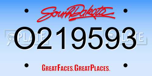 O219593 South Dakota License Plate
