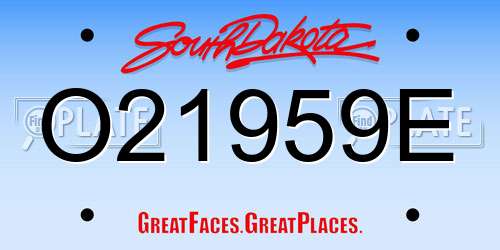 O21959E South Dakota License Plate