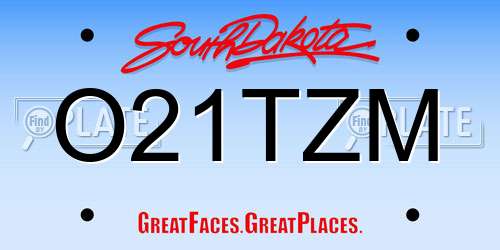 O21TZM South Dakota License Plate