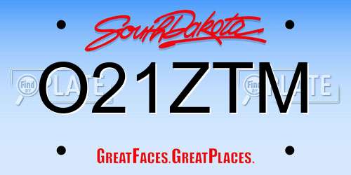 O21ZTM South Dakota License Plate