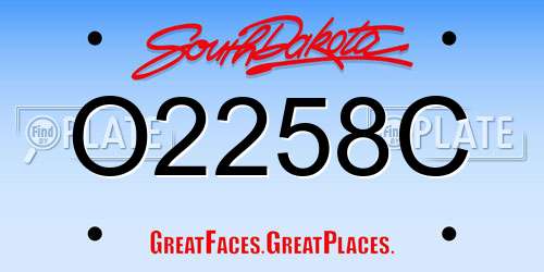 O2258C South Dakota License Plate