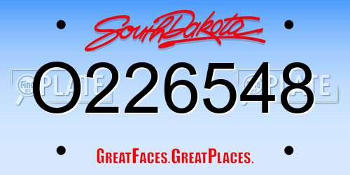 O226548 South Dakota License Plate