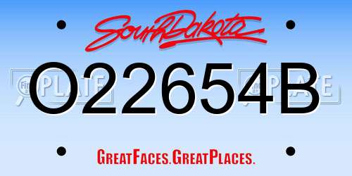 O22654B South Dakota License Plate