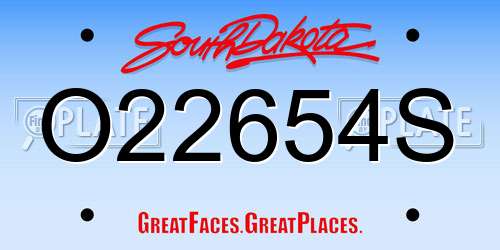 O22654S South Dakota License Plate