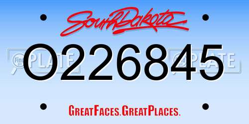 O226845 South Dakota License Plate