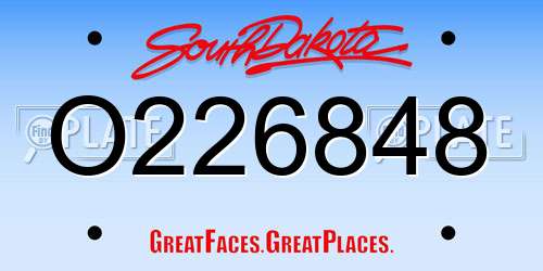 O226848 South Dakota License Plate