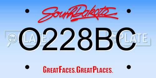 O228BC South Dakota License Plate
