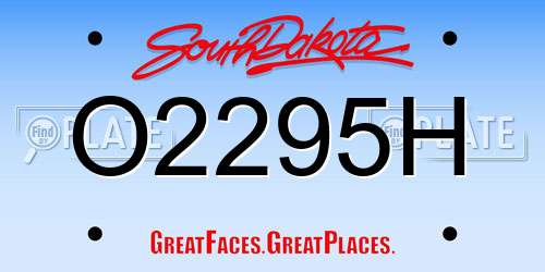 O2295H South Dakota License Plate