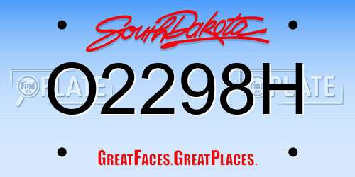 O2298H South Dakota License Plate