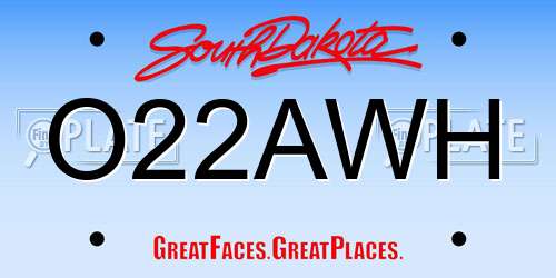 O22AWH South Dakota License Plate