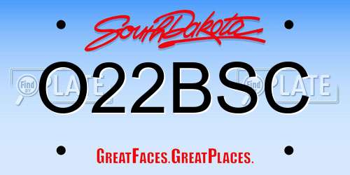 O22BSC South Dakota License Plate