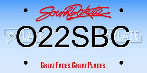 O22SBC South Dakota License Plate
