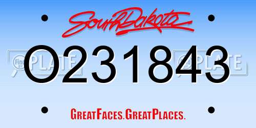 O231843 South Dakota License Plate