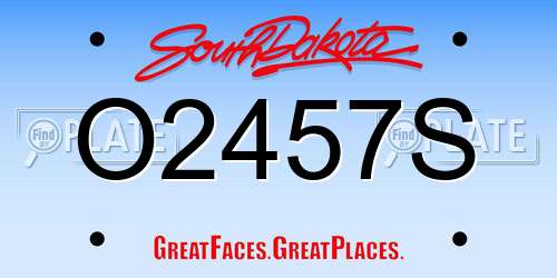 O2457S South Dakota License Plate