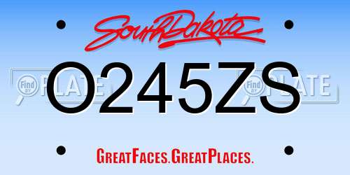 O245ZS South Dakota License Plate