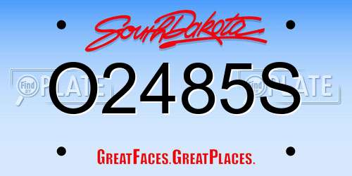 O2485S South Dakota License Plate