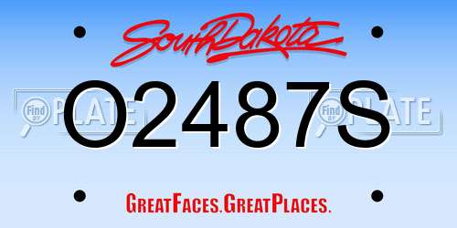 O2487S South Dakota License Plate