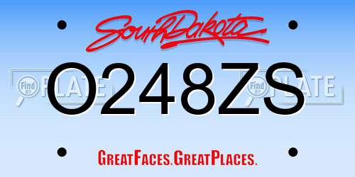 O248ZS South Dakota License Plate