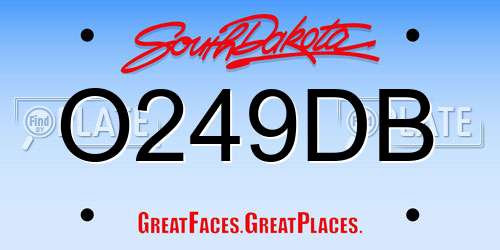 O249DB South Dakota License Plate