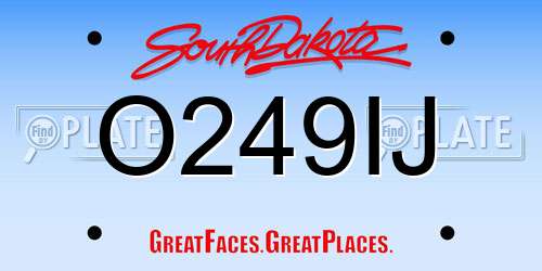 O249IJ South Dakota License Plate