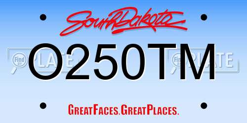 O250TM South Dakota License Plate