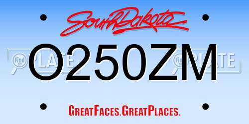 O250ZM South Dakota License Plate