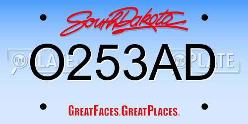 O253AD South Dakota License Plate