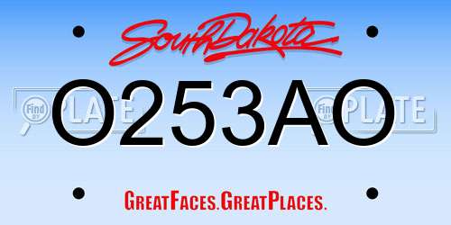 O253AO South Dakota License Plate