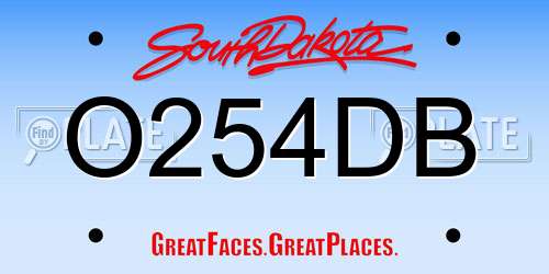 O254DB South Dakota License Plate