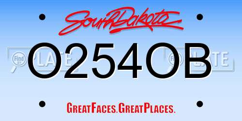 O254OB South Dakota License Plate