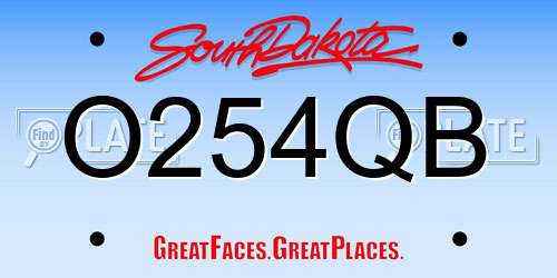 O254QB South Dakota License Plate