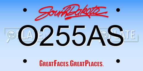 O255AS South Dakota License Plate