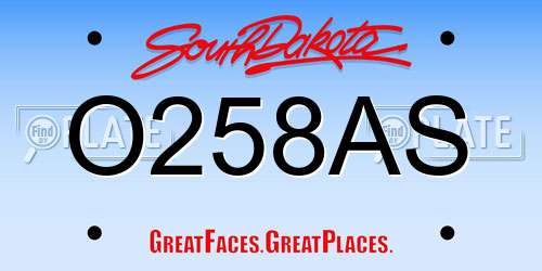 O258AS South Dakota License Plate