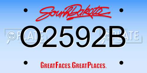 O2592B South Dakota License Plate