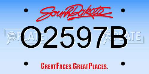 O2597B South Dakota License Plate