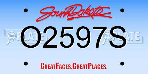 O2597S South Dakota License Plate