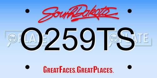 O259TS South Dakota License Plate