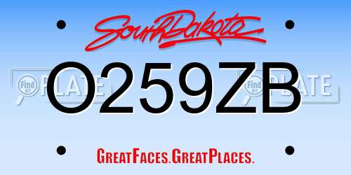 O259ZB South Dakota License Plate