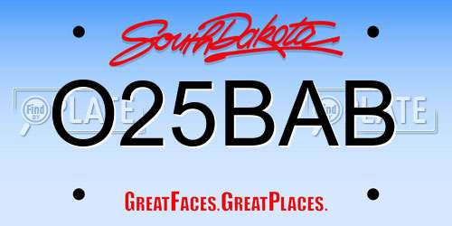 O25BAB South Dakota License Plate